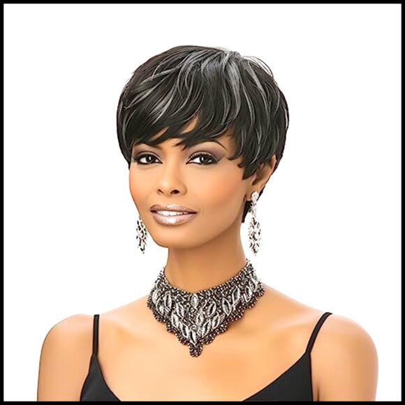 Synthetic Pixie Straight Wig Glueless Adjustable Cap Soft Thick Hair